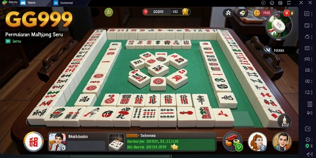 Tangkapan layar utama dari GG999 yang menunjukkan gameplay Mahjong yang menarik.