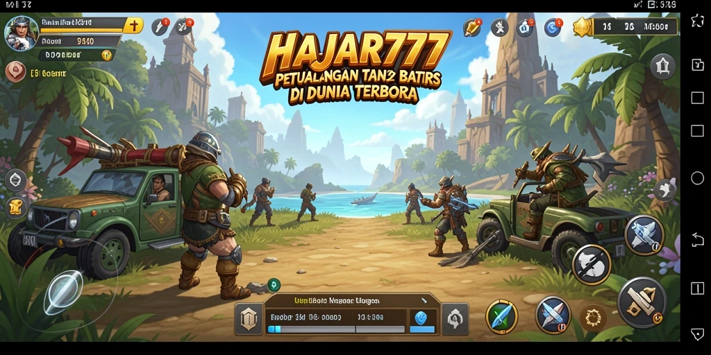 Tampilan penuh aksi gameplay HAJAR777 dengan dunia terbuka yang luas.