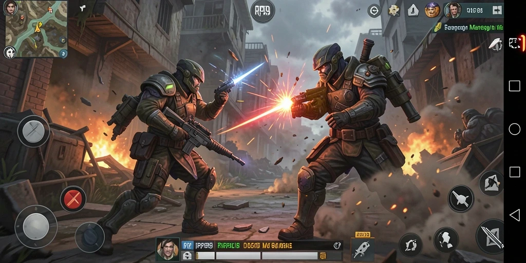 Tampilan gameplay seru dari RP99 yang menghadirkan pertarungan mendebarkan.