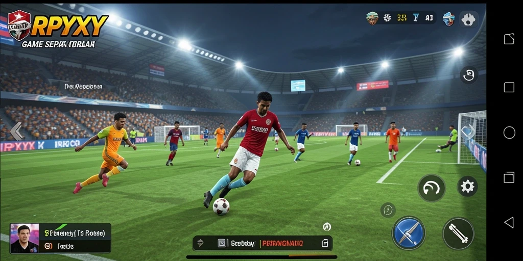 Gameplay seru dan mendebarkan dalam RPYYY dengan aksi sepak bola nyata.