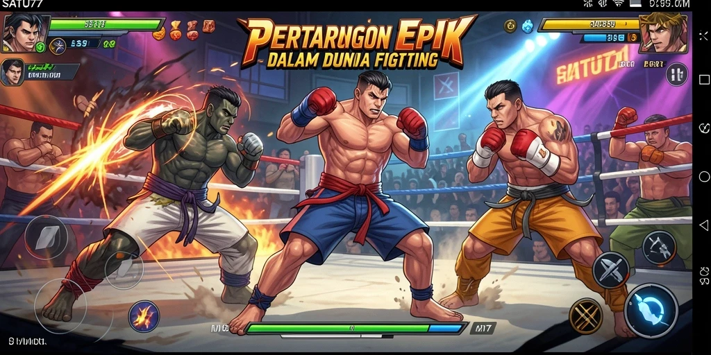 Tampilan aksi seru dalam pertandingan Fighting SATU77.